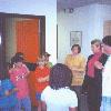 ISPG President Julia Morton-Marr meets with students at the new Christ the King School in Whitehorse, Yukon. (1998)