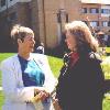 ISPG President Julia Morton-Marr discusses ISPG with Karen Kraft Sloan (MP York North) Parliamentary Secretary to the Minister of the Environment, at the Georgina Community Peace Garden in Keswick.