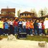 Students gathered for the 1998  dedication of the Stephen Saywell School Peace Garden in Oshawa Ontario.