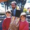 Paul House, representing the Ngunnawal people, presented Majura Primary School (Canberra) with a traditional Ngunnawal bark painting during the Peace Garden dedication ceremony.