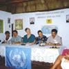 ISPG Founding President Julia Morton-Marr meets with the Mexican team responsible for Los Parques Escolares Por La Paz in November 1998.